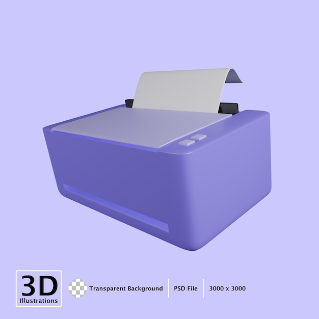 Illustration De Rendu De L'icône 3d De L'imprimante