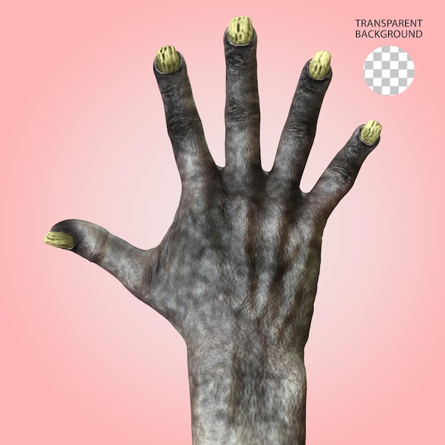 PSD illustration rendue en 3d isolée de la créature du geste de la main