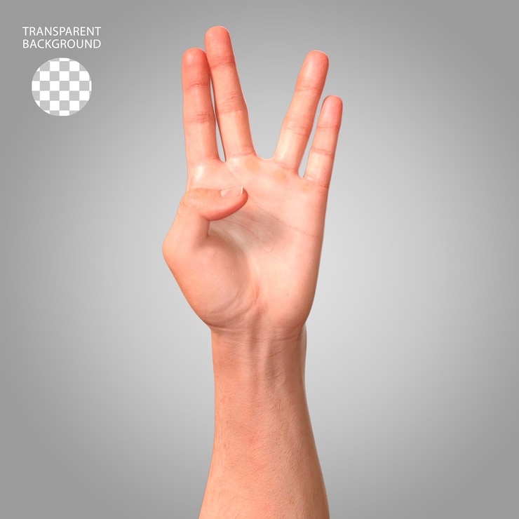 PSD illustration rendue en 3d isolée par un geste de la main