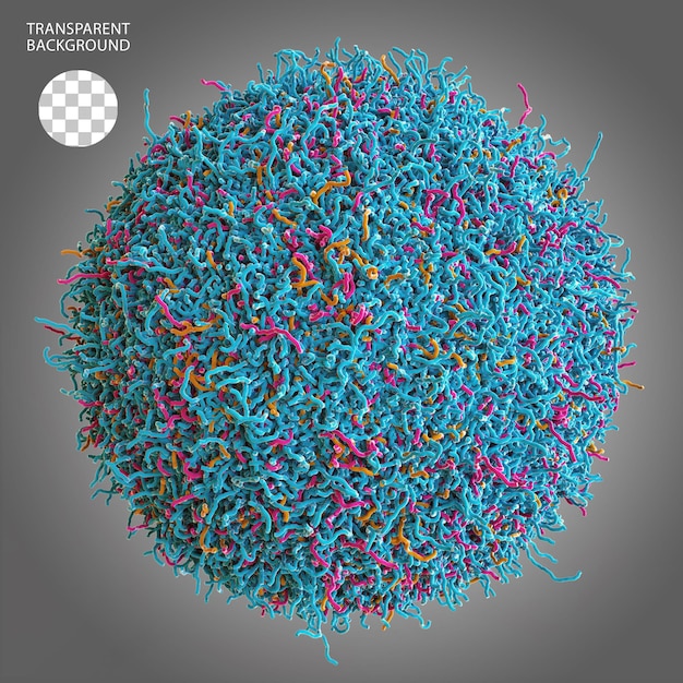 Illustration rendue en 3D d'un virus moléculaire cellulaire isolé
