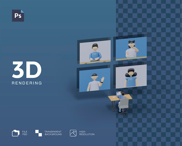 PSD illustration de réunion de conférence 3d