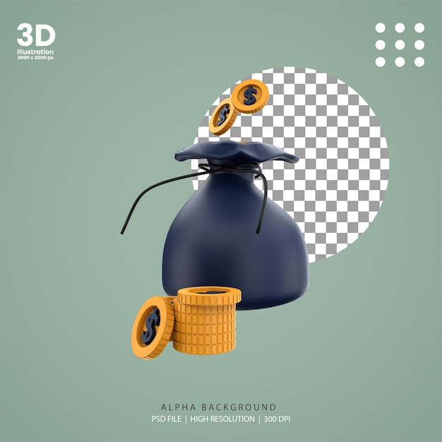 Illustration De Sac D'argent De Rendu 3d