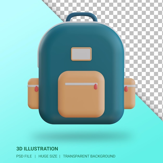 Illustration De Sac D'école 3d Avec Fond Transparent