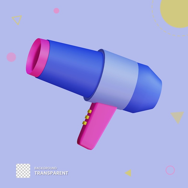 Illustration de sèche-cheveux 3D avec fond transparent
