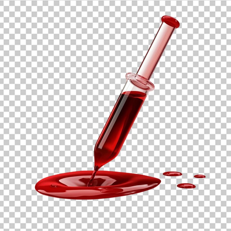 PSD illustration de la seringue en rouge sur fond transparent