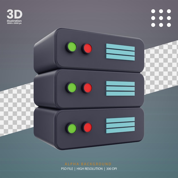 PSD illustration de serveur de données de rendu 3d