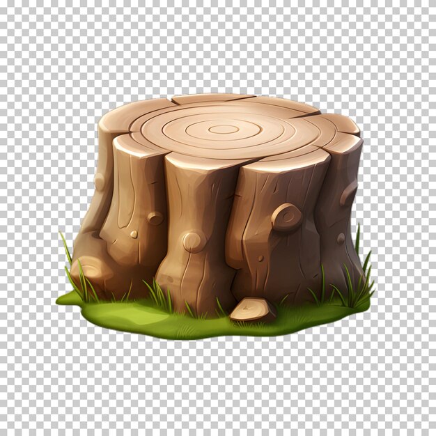 PSD illustration souche d'arbre texture en bois isolée sur un fond transparent