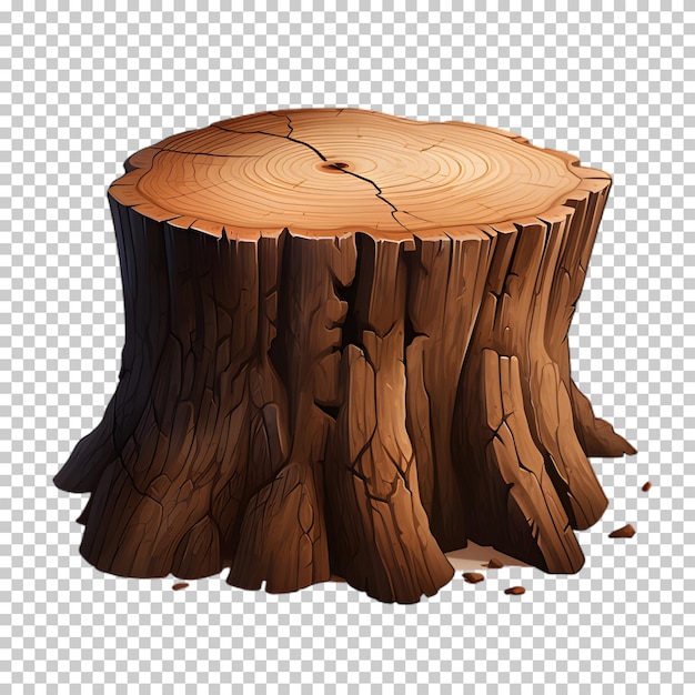 PSD illustration souche d'arbre texture en bois isolée sur un fond transparent