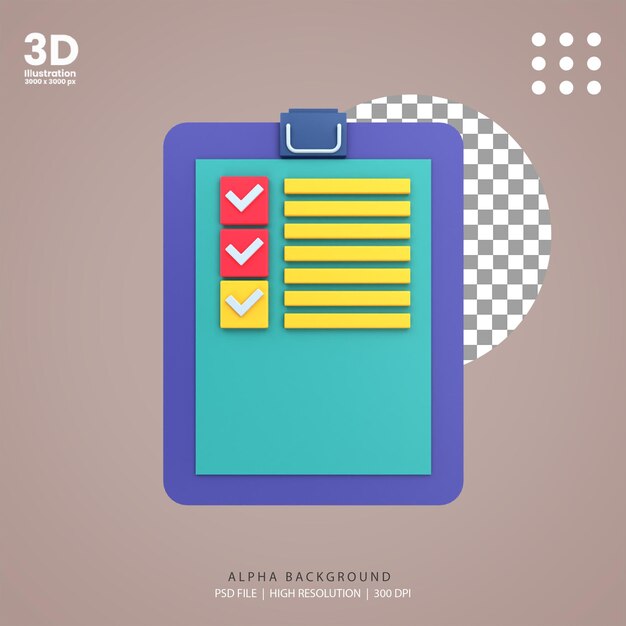 PSD illustration de succès de tâche de rendu 3d