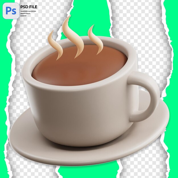 PSD illustration d'une tasse de café chaude 3d render icon isolé png