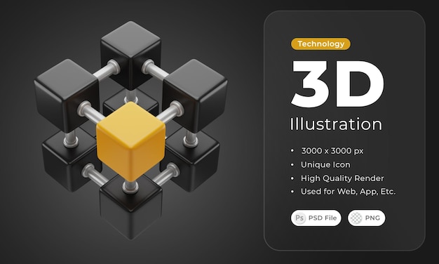 Illustration de la technologie de la chaîne de blocs 3D