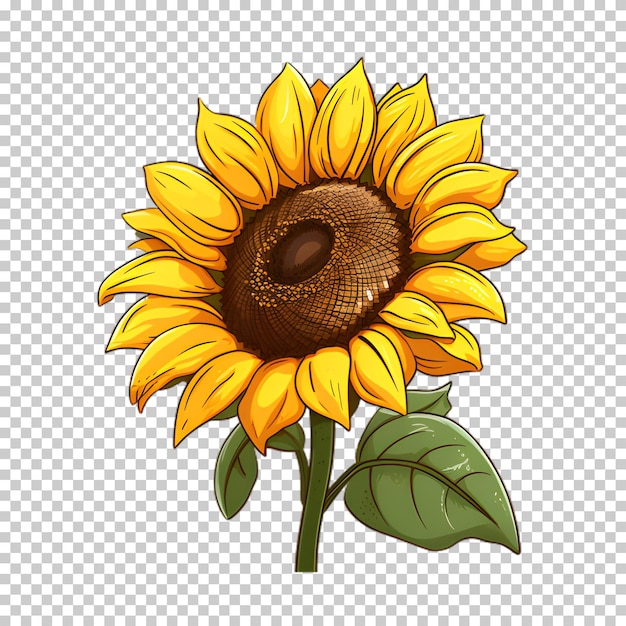 PSD illustration de tournesol sur fond transparent