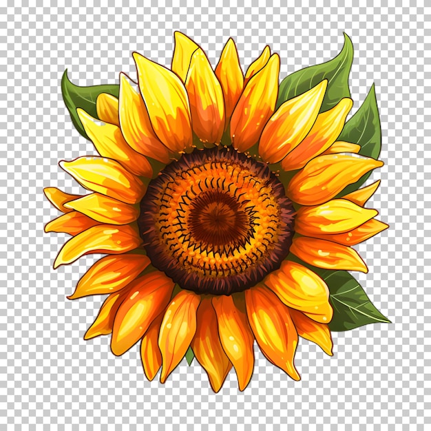 PSD illustration de tournesol sur fond transparent