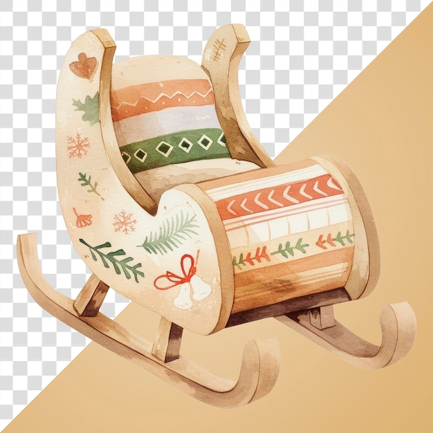 Illustration de traîneau PNG à l'aquarelle d'hiver