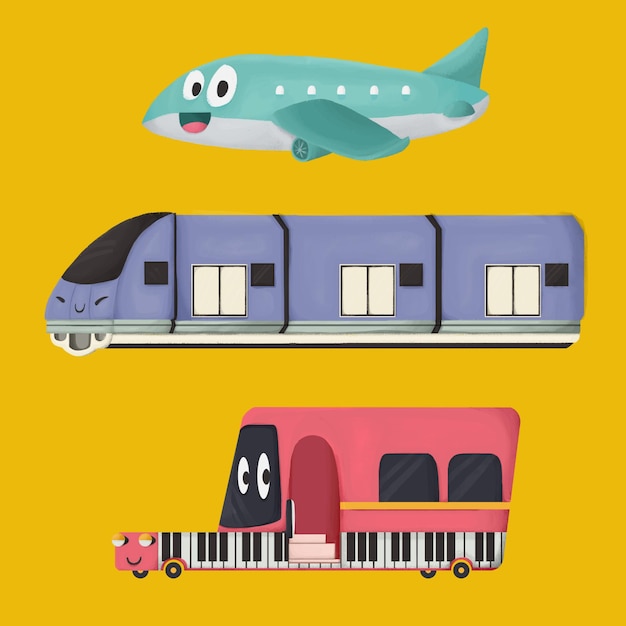 PSD illustration de transport mignon pour l'actif d'animation