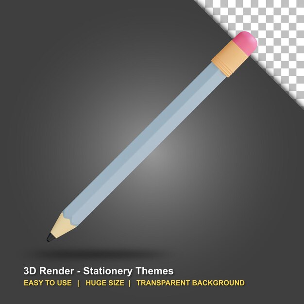 PSD illustration de trousse à crayons 3d avec fond transparent