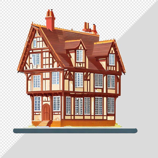 PSD illustration vectorielle hyperréaliste d'une maison isolée sur un fond transparent