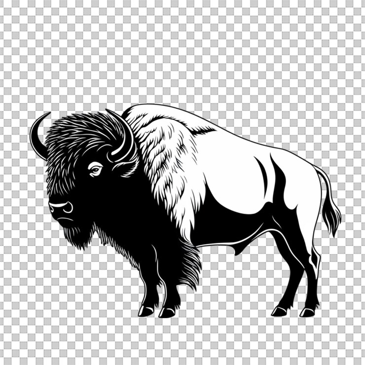 PSD illustration vectorielle de silhouette d'un bison isolé sur un fond blanc