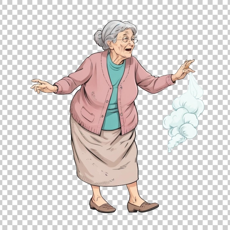 PSD une illustration d'une vieille femme avec une expression surprise