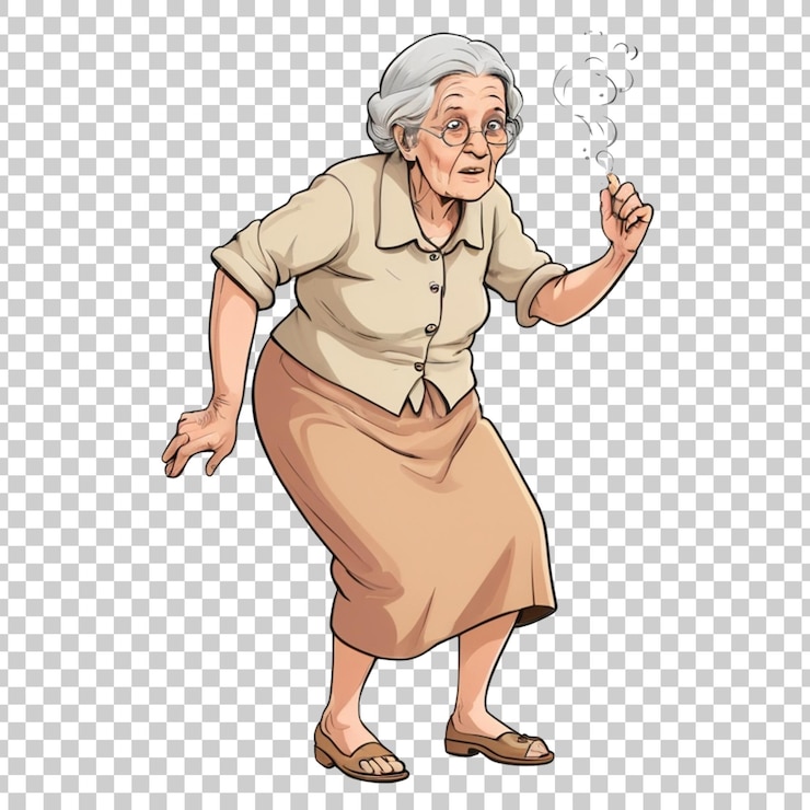 PSD une illustration d'une vieille femme avec une expression surprise