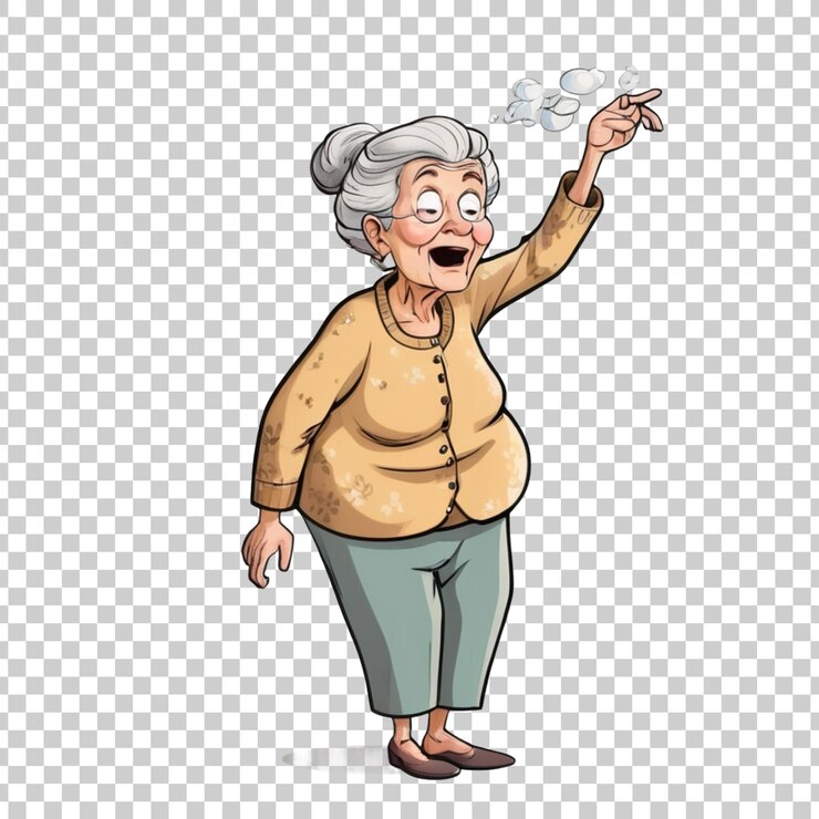 PSD une illustration d'une vieille femme avec une expression surprise