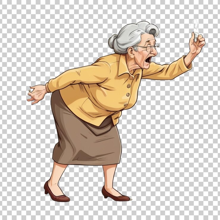 PSD une illustration d'une vieille femme avec une expression surprise