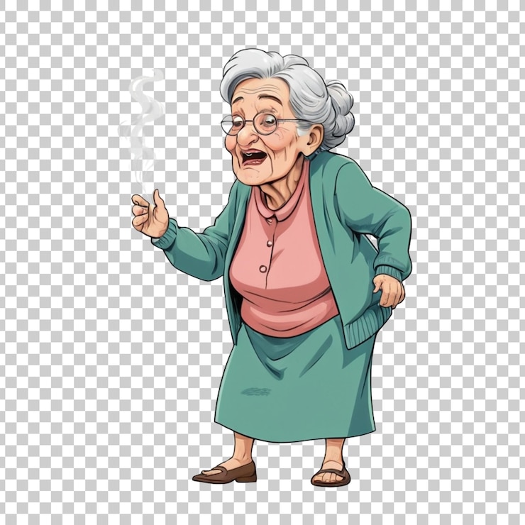 PSD une illustration d'une vieille femme avec une expression surprise