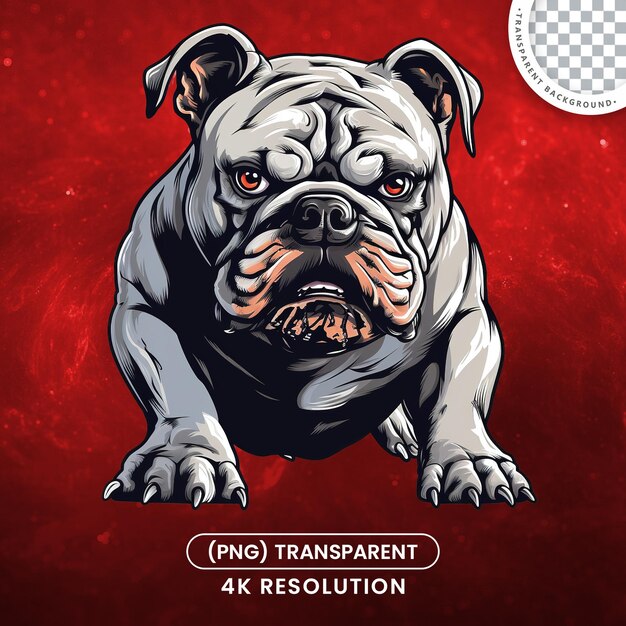 PSD illustration de visage de bouledogue en colère sur fond transparent