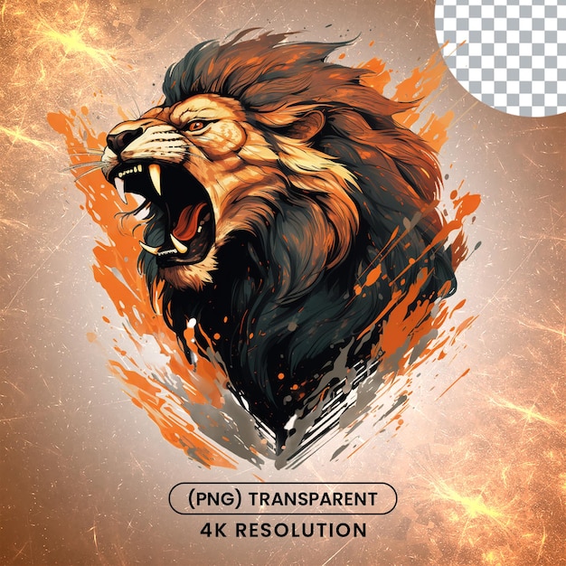 Illustration De Visage En Colère De Lion Rugissant Sur Fond Transparent