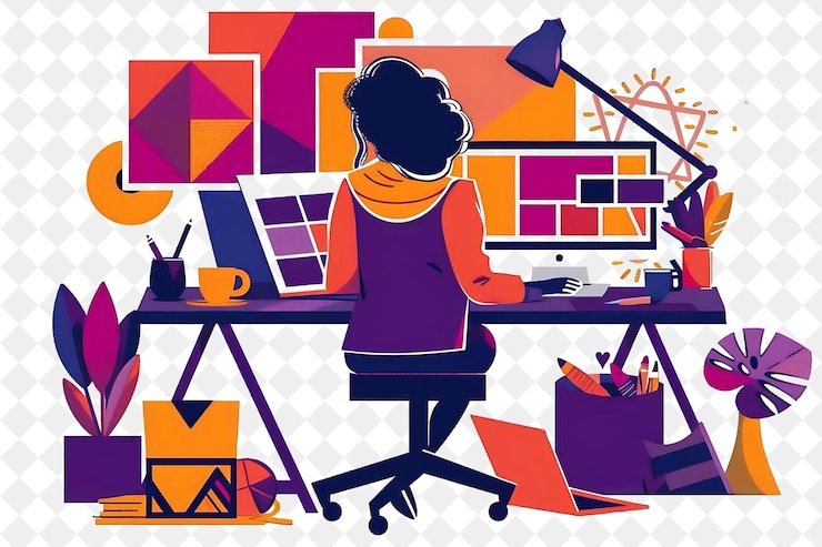 PSD illustration vivante png professions designs et personnes dans la vie quotidienne pour la promotion de l'emploi dans le monde entier