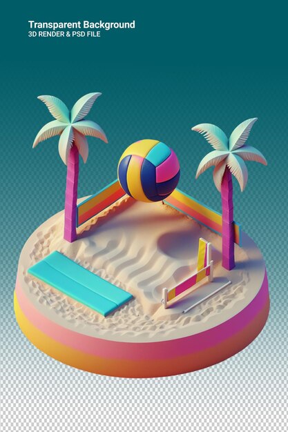 PSD illustration de volley-ball psd 3d isolée sur un fond transparent