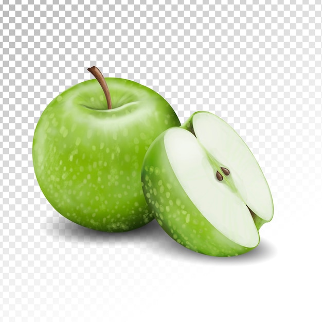 Illustration von grünem Apfel und halbtransparent