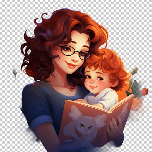 PSD illustration von zeichentrickfiguren mutter und baby png