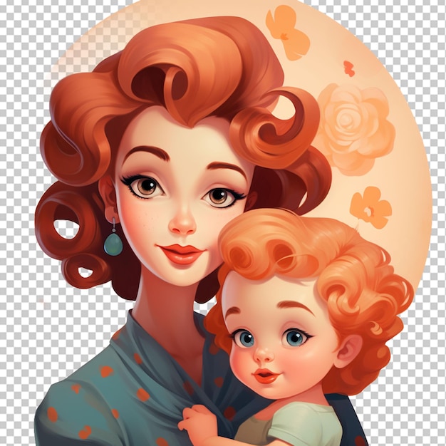 PSD illustration von zeichentrickfiguren mutter und baby png