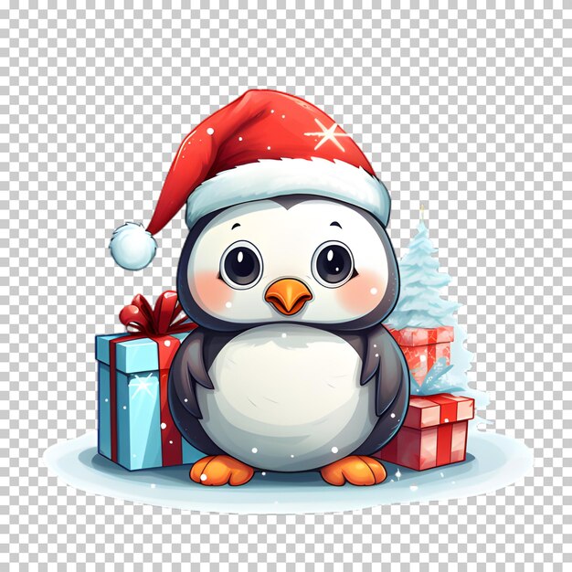 PSD illustration weihnachtspinguin charakter isoliert auf durchsichtigem hintergrund