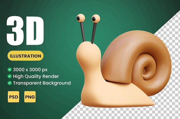Illustrationen von Schnecken-3D-Symbolen