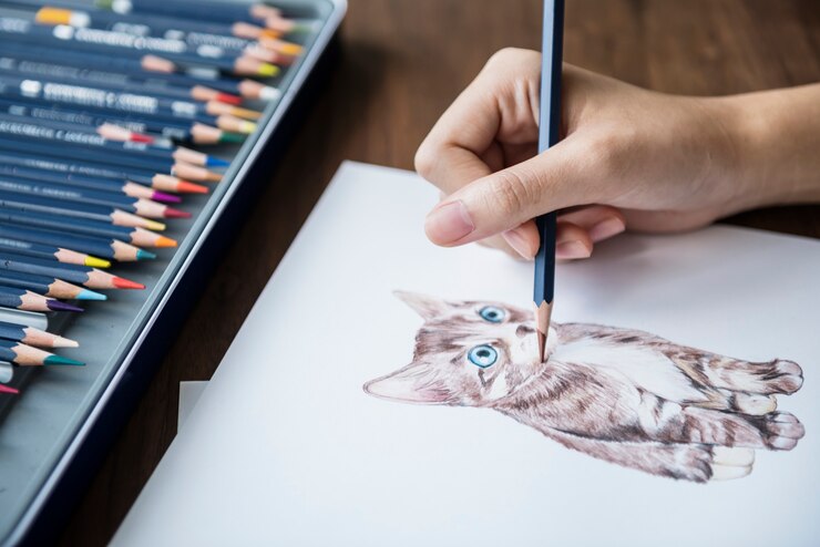 PSD illustrationist che colora il concetto animale adorabile dell&#39;area di lavoro