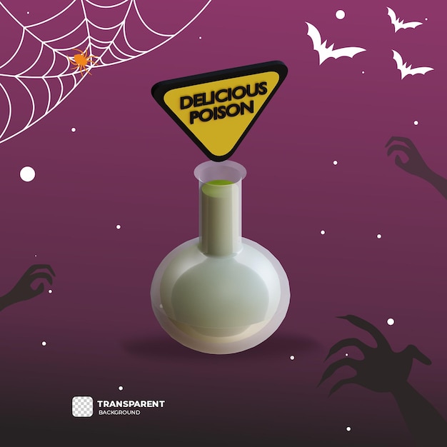 PSD illustrations 3d de poison d'halloween