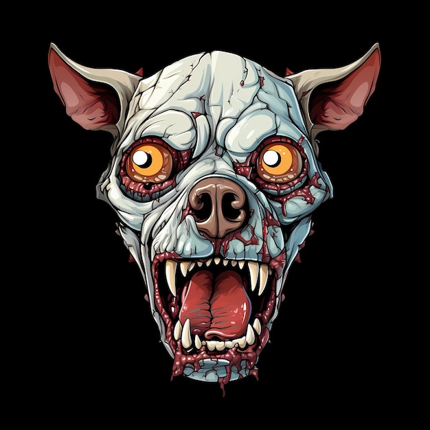 PSD des illustrations d'art d'animaux zombies pour des autocollants, des affiches de conception de t-shirts, etc.