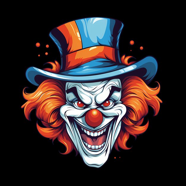 PSD des illustrations d'art de clown effrayant pour des autocollants, des affiches de design de t-shirts, etc.