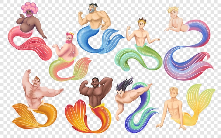 PSD illustrations clipart tritons lgbt