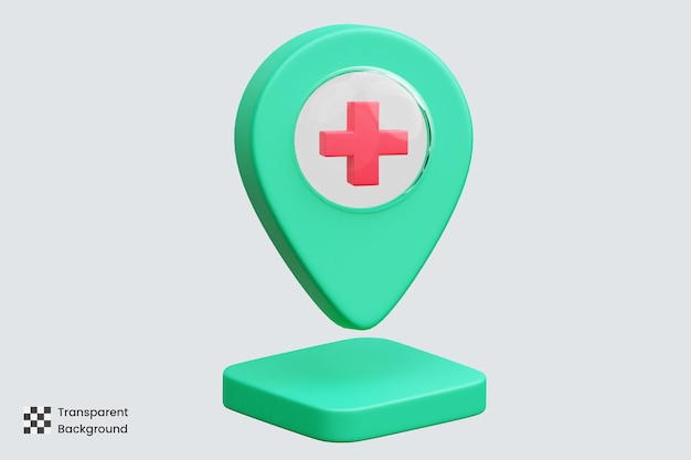 PSD illustrations de l'icône 3d de l'emplacement de l'hôpital