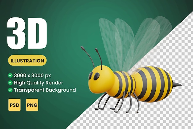 PSD illustrations d'icônes 3d d'abeille