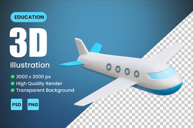 PSD illustrations d'icônes 3d d'avion