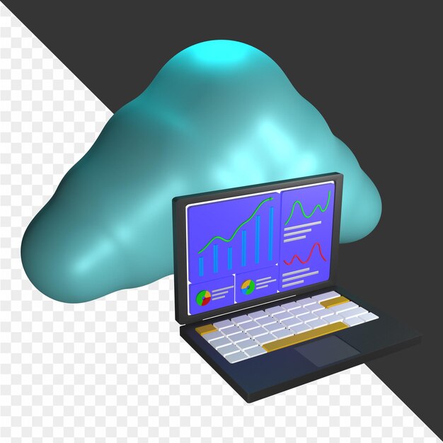 PSD illustrations de l'informatique en nuage 3d