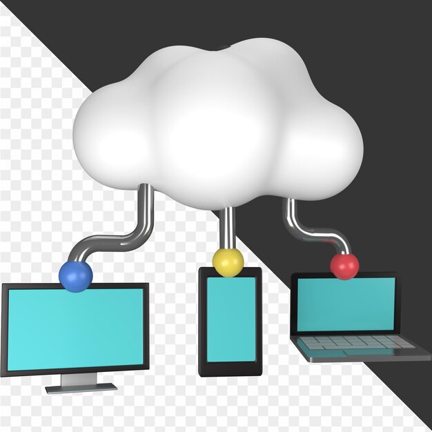 PSD illustrations de l'informatique en nuage 3d