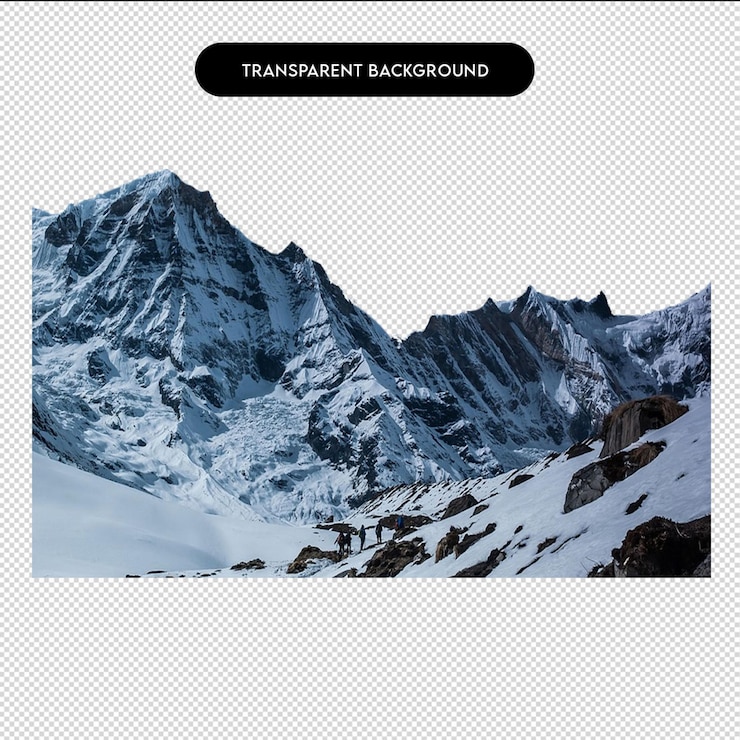 PSD les illustrations de la montagne de glace majestueuse les sommets gelés l'aventure