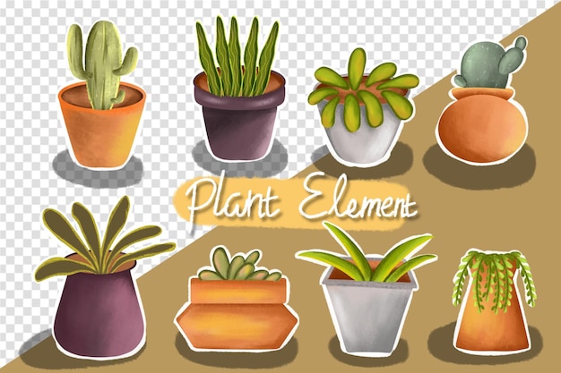 illustrations d'une plante dans des poteaux cactus fleur texturé dessin style artistique