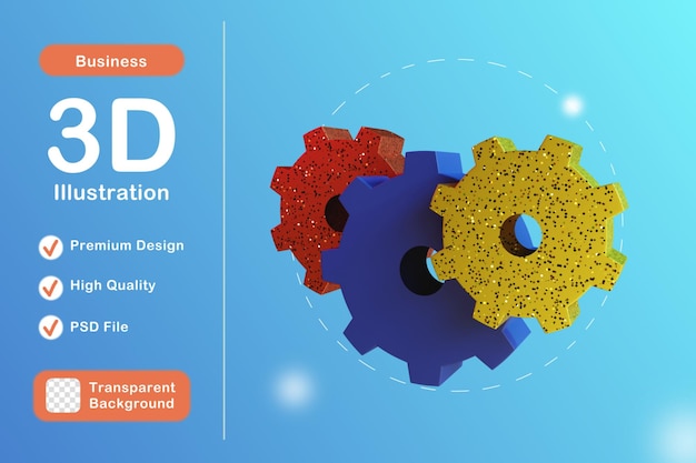 PSD illustrationsgang der ikone 3d für geschäft mit transparentem hintergrund