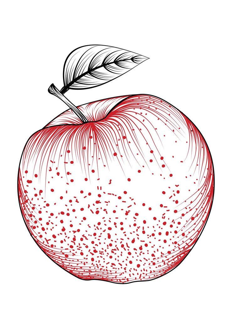PSD illustratore vettoriale di arte della frutta della mela